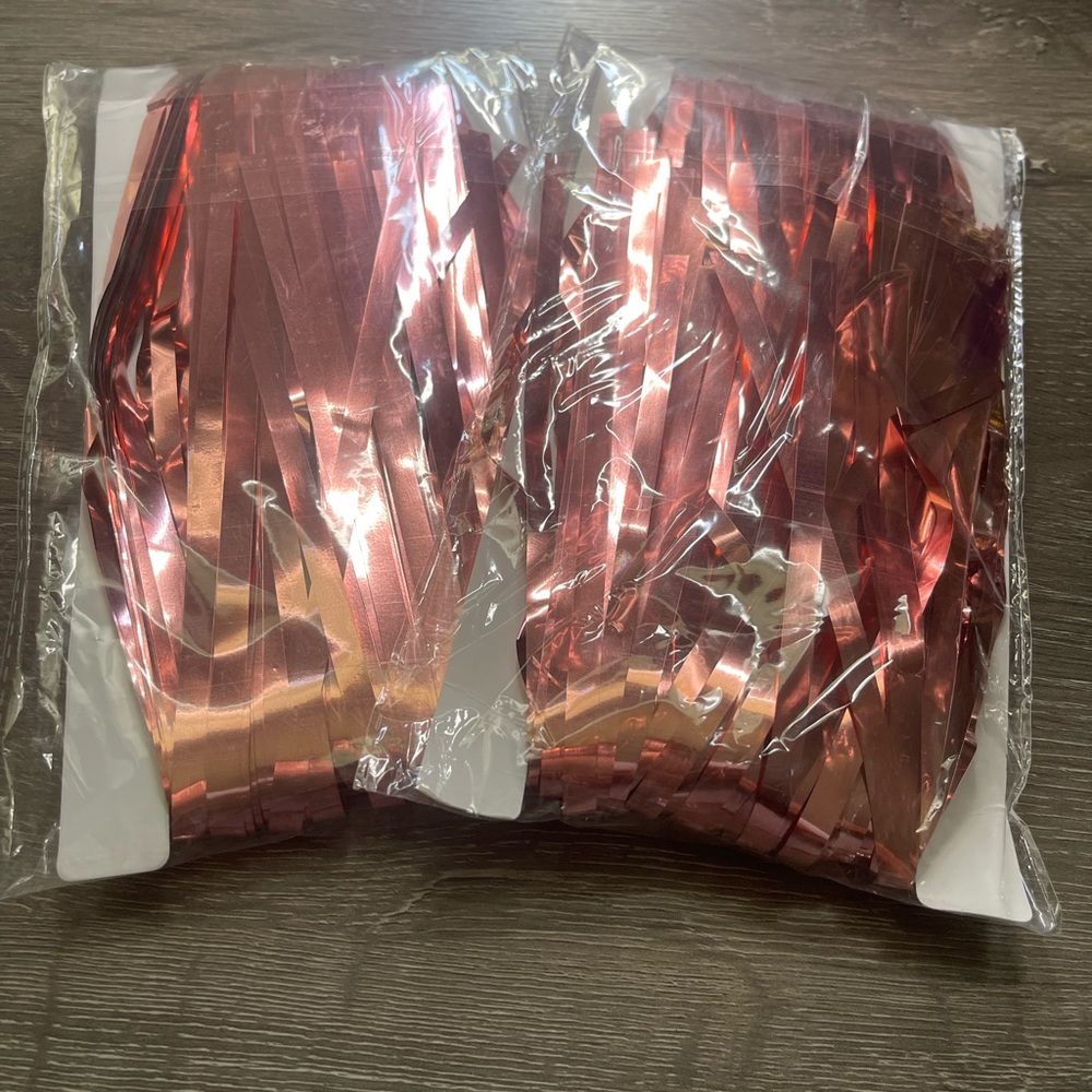 Rose Gold 2 Pack Metallic Tinsel Foil Fringe Curtain/ 2 Fringes per Pack